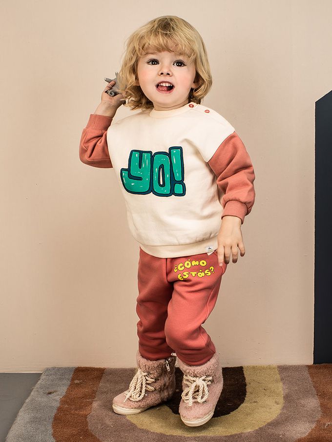 韓國Pimpollo - 大猩猩吃香蕉內刷毛上衣-橘