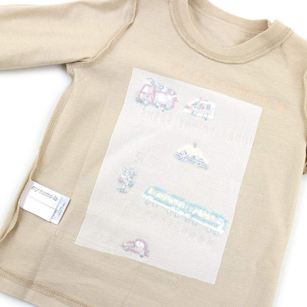 日本服飾代購 - 純棉刺繡X印花長袖上衣-紙膠帶工具車-水藍