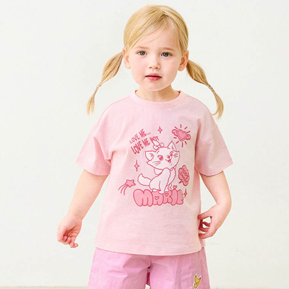 (聯名款)卡通貓咪愛意滿滿短袖上衣-粉