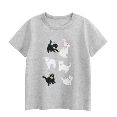 27home - 純棉短袖上衣-優雅動物-灰色