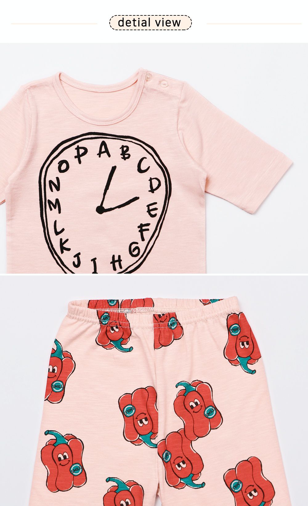 韓國 Mellisse - 韓製莫代爾涼感7分袖家居服-字母時鐘