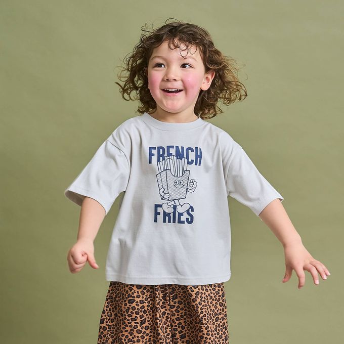 日本 b-ROOM - 防污速乾簡約印花短袖上衣-漢堡-黑