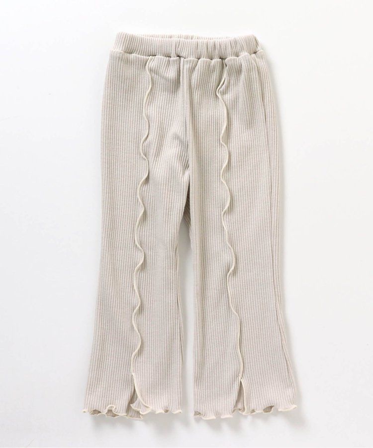 日本 BREEZE - 羅紋木耳時髦開叉長褲-象牙白