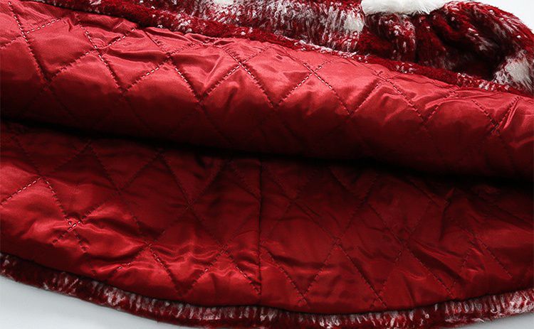 小香風綿綿雲朵連身裙套裝-背心裙+長袖外套-紅色