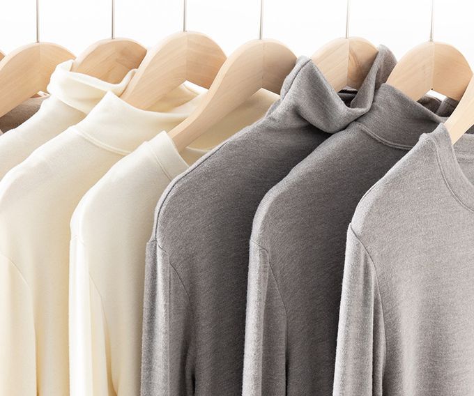 加絨針織半高領上衣-白色 (F)