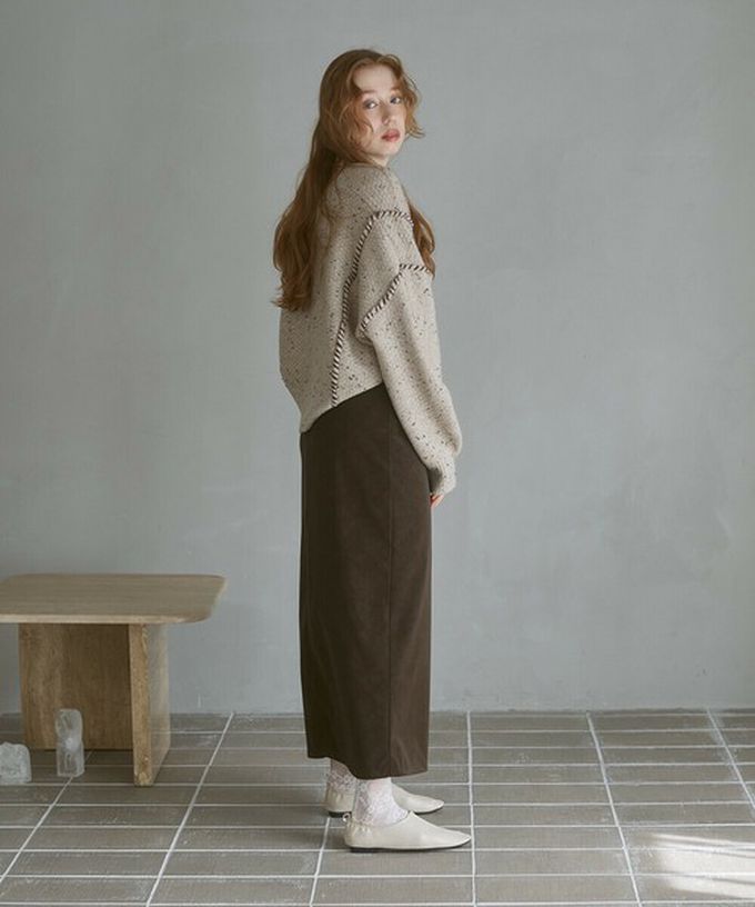 日本 Bab - 縫線感溫暖紋理短版針織外套-淺灰