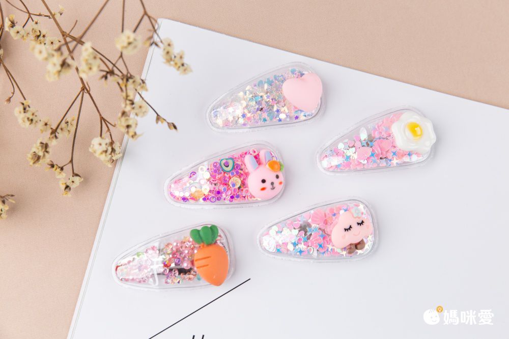 流沙感亮片髮夾5入組-皇冠