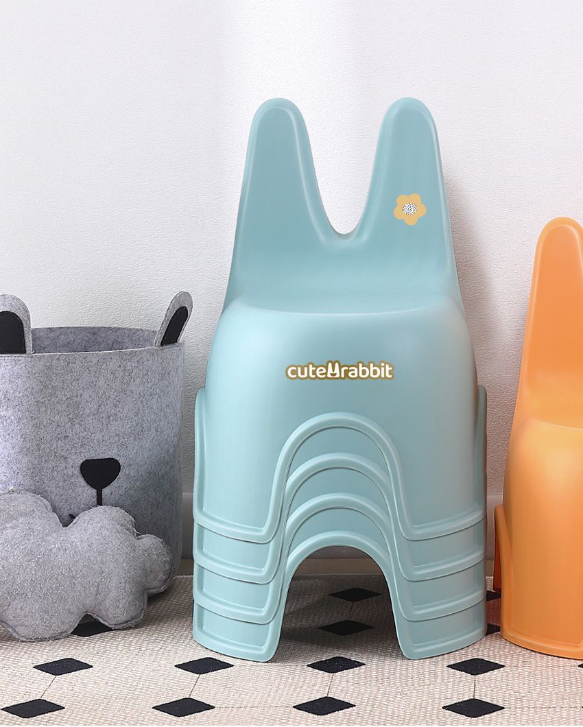 加厚塑膠防滑兒童矮凳-兔子耳朵-橘色