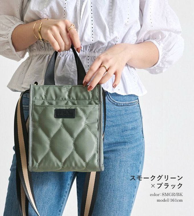 日本 LIZDAYS - 防潑水 輕巧絎縫方形側背小包-黑x橘