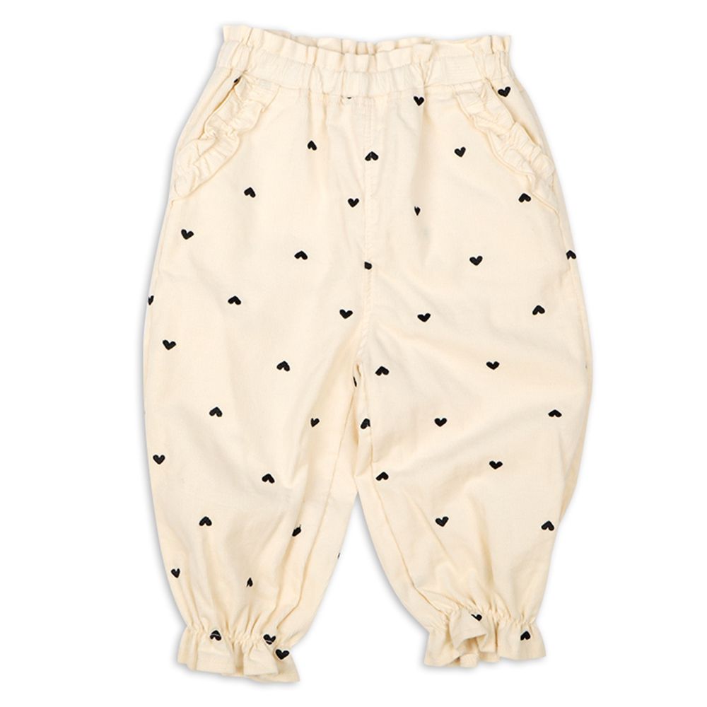 10分褲-荷葉邊 燈心絨-象牙白色