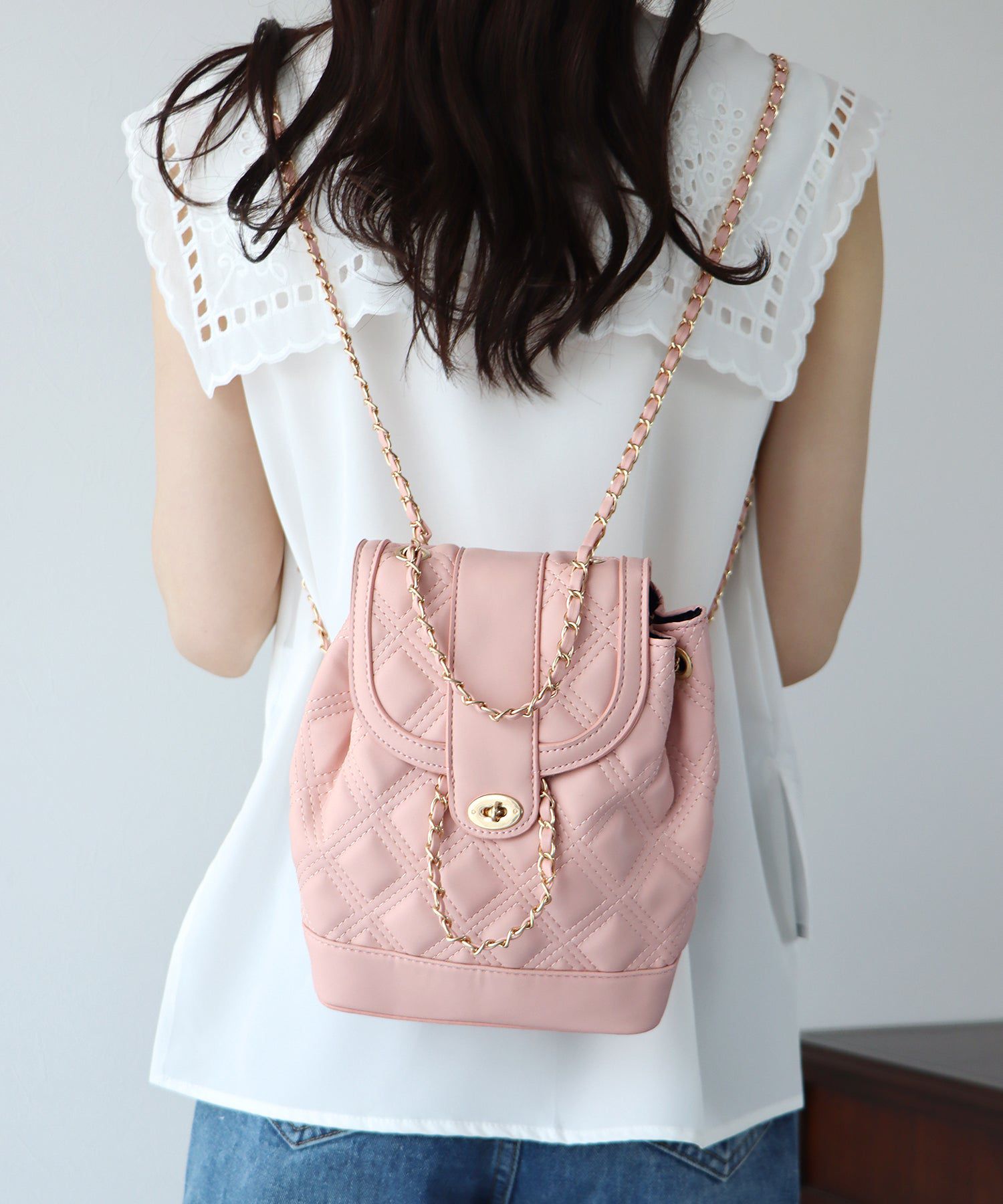 日本 BLUE EAST - 2WAY時尚金屬鍊後背小包-銀