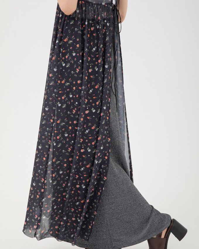 日本 gleam - 前後2way浪漫小花細肩帶薄紗洋裝-水藍