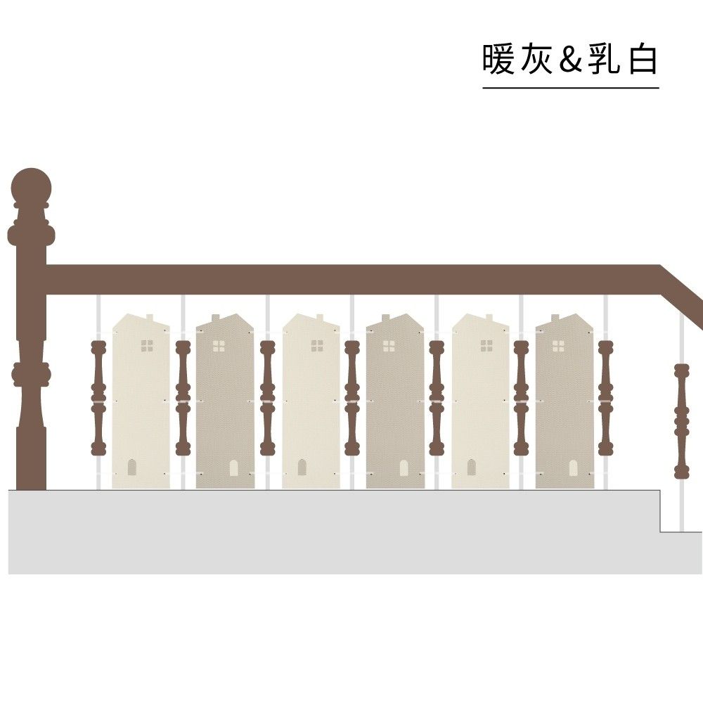 EVA無毒樓梯安全護板6片組-小屋款-暖灰&乳白 (18cm*56cm*2cm)