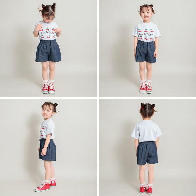 日本 BRANSHES - 腰間蝴蝶結女孩短褲-霧藍