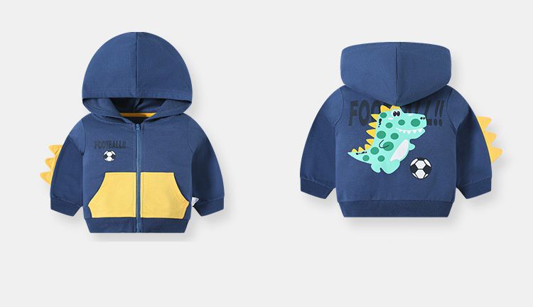純棉立體造型連帽外套-足球-藍+黃