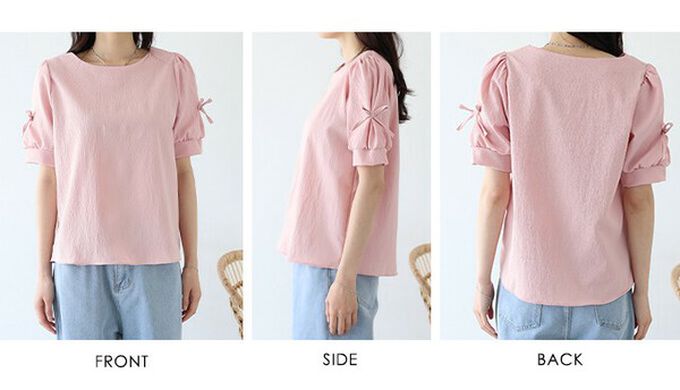 日本 BLUE EAST - 甜美可愛蝴蝶結點綴短袖上衣-黑 (M)