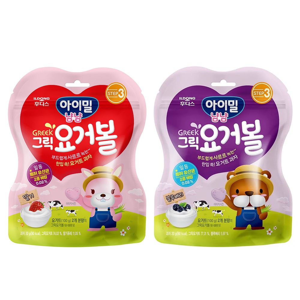 韓國Ildong Foodis日東 - 優格愛心餅2入組-草莓*1+藍莓*1