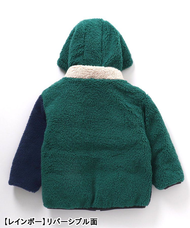 日本 BREEZE - [雙面穿]絨毛鋪棉繽紛保暖外套-黑系&迷彩