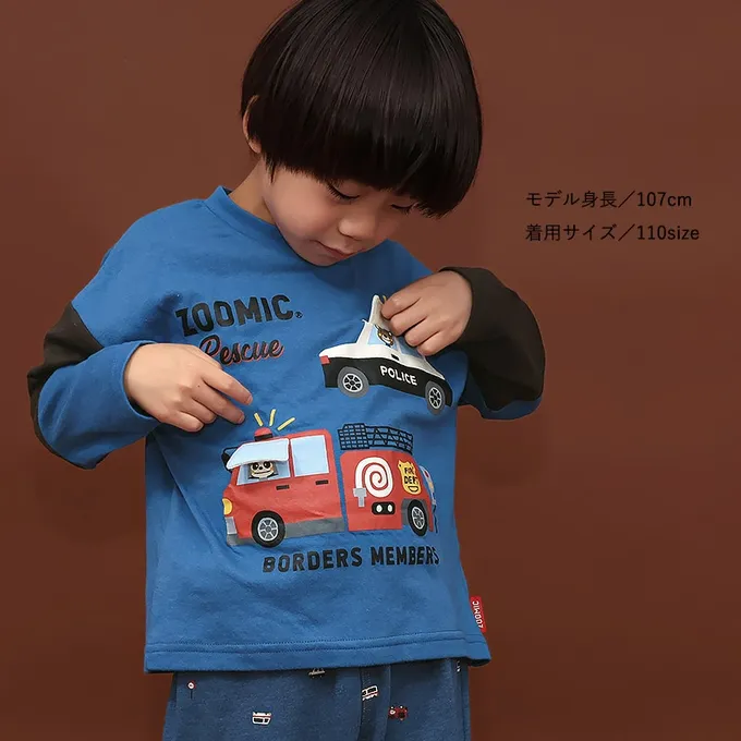 日本 ZOOLAND - 熊熊救援隊 立體翻翻長袖上衣-藍