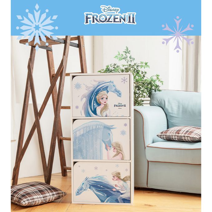 收納王妃 - 迪士尼 Disney【冰雪奇緣艾莎】三層收納櫃 三層三門櫃雙層櫃 收納櫃 木櫃 書櫃