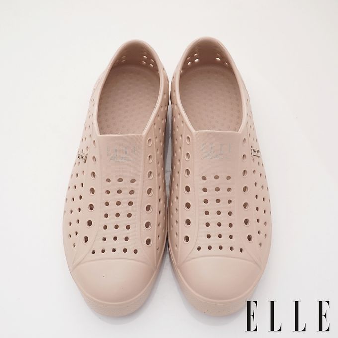 ELLE - 台灣製ELLE洞洞輕便休閒鞋-1233773奶茶(中童段)-洞洞鞋-奶茶