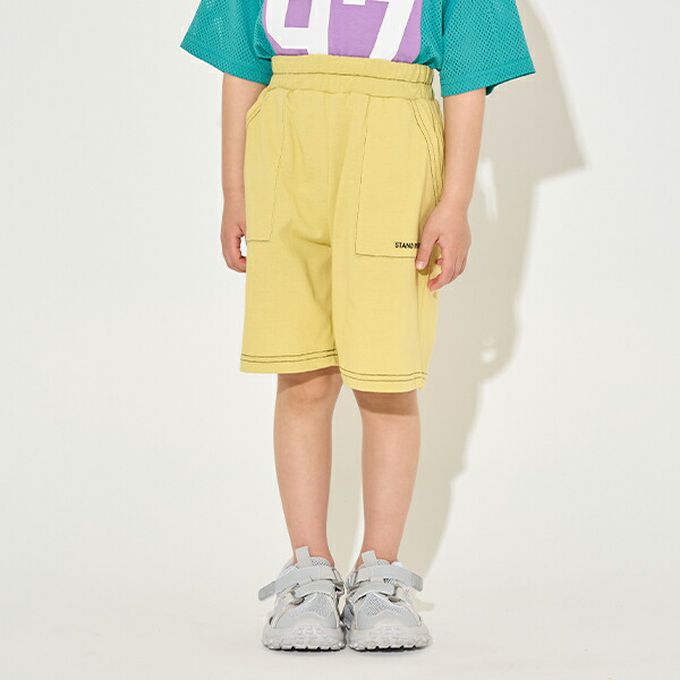 日本 b-ROOM - 柔軟舒適縫線短褲-水藍