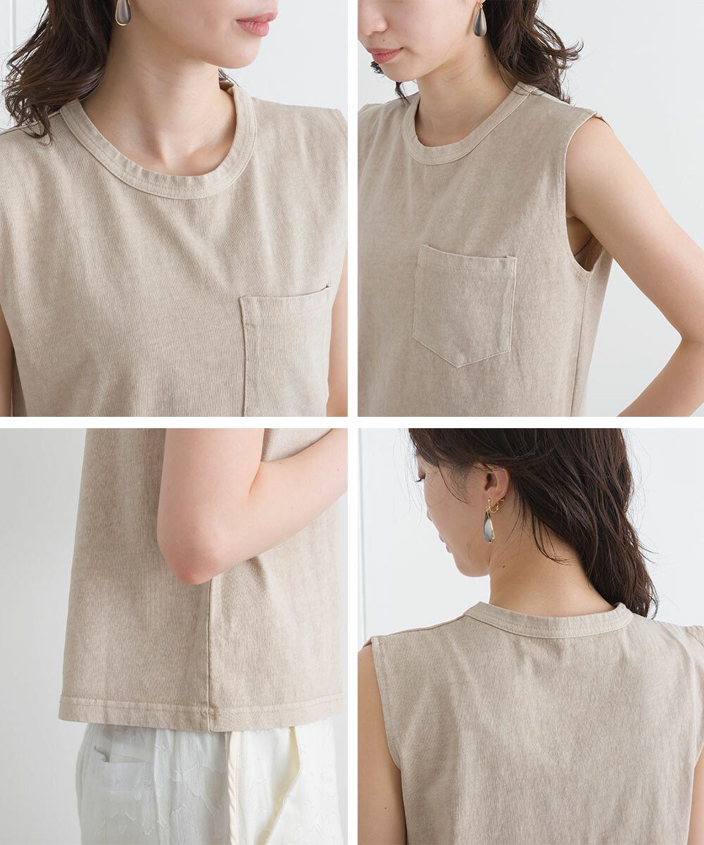 日本女裝代購 - 天竺棉顯瘦剪裁無袖上衣-簡約白