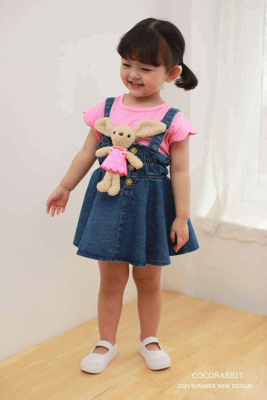 韓國 Coco Rabbit - 兔子娃娃花瓣袖T-粉紅