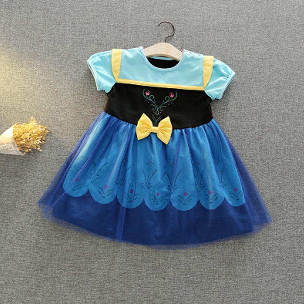 短袖造型公主裙-北歐藍(附披風)