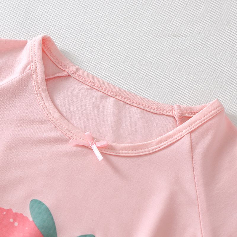 MAMDADKIDS - 短袖連身睡裙/家居服-滿版草莓-粉色