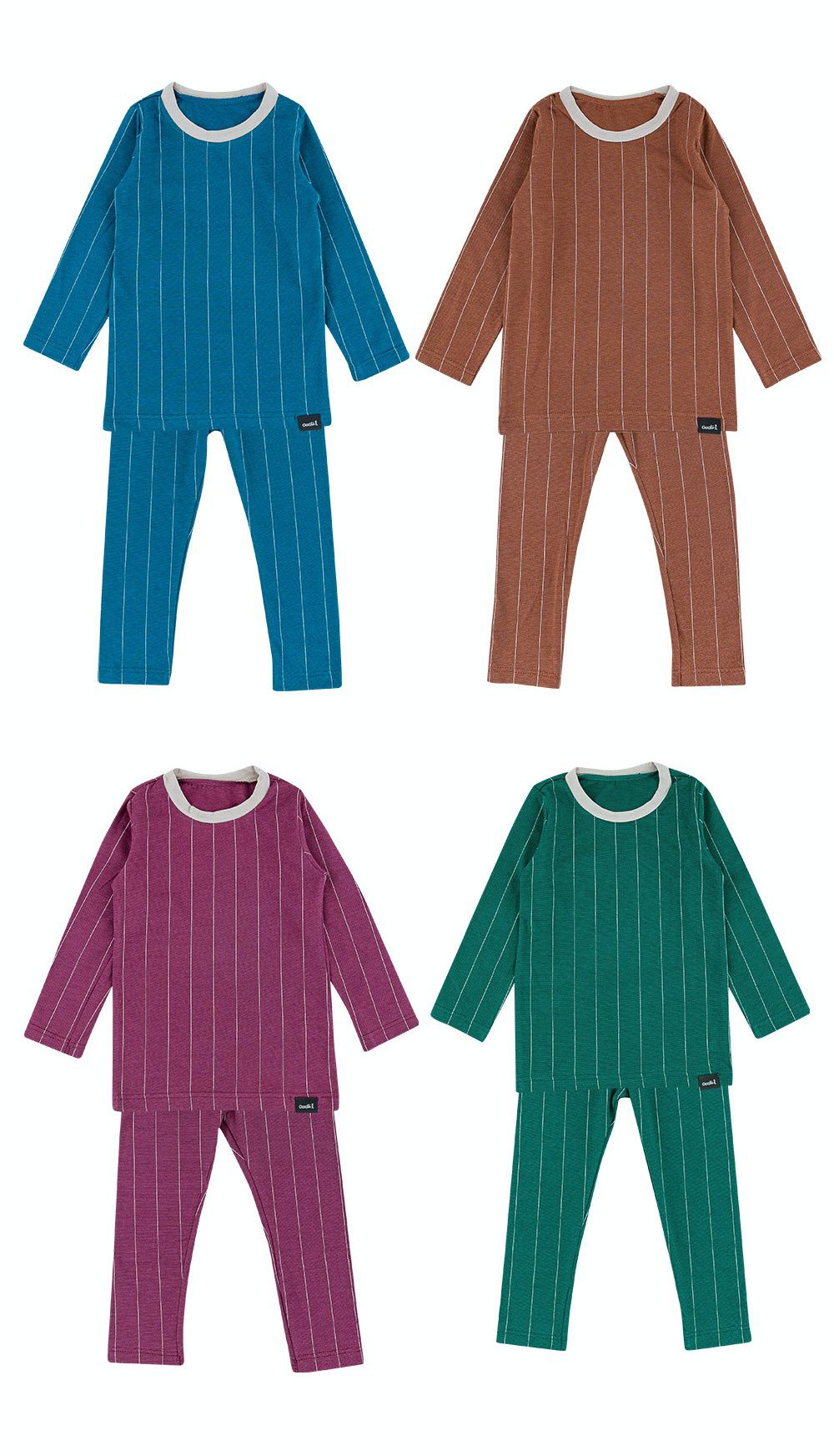 韓國 Cordi-i - 德國Viloft天然纖維保暖衣套裝-深色線條-藍綠