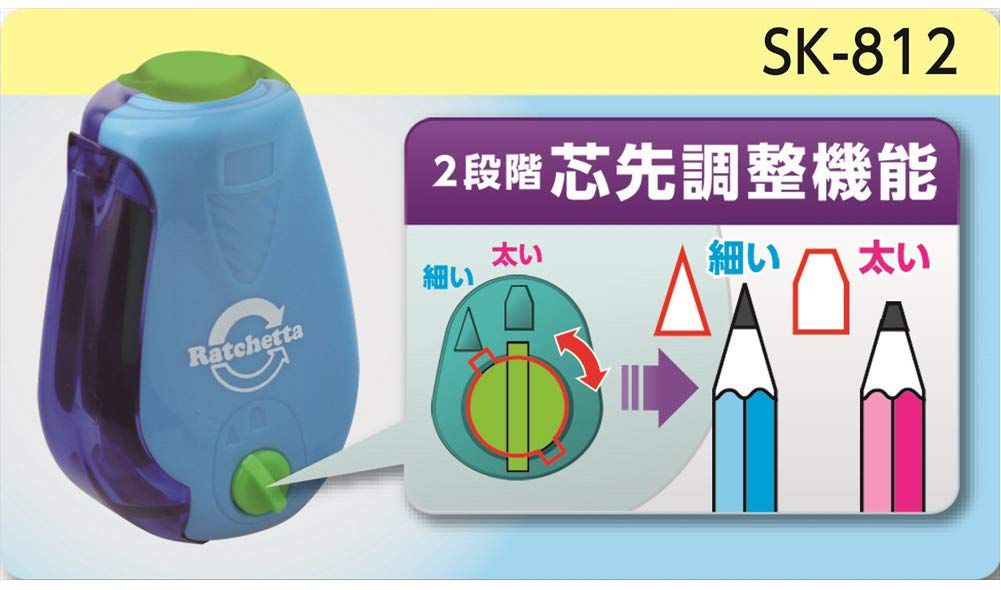 日本文具 SONIC - 左右交互旋轉削鉛筆器-調整筆芯款 (藍)