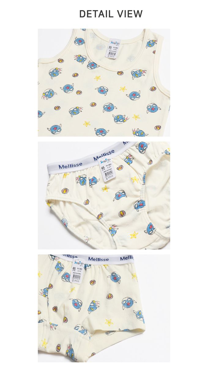 韓國 Mellisse - 韓製棉混紡四角褲(男寶)-卡通人物美國隊長-米黃