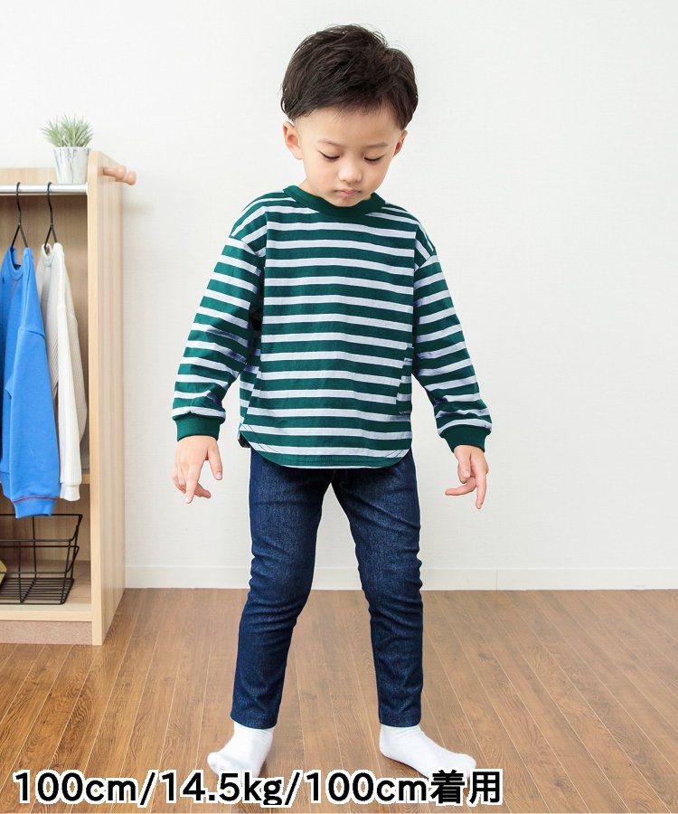 日本 BREEZE - 正反OK！圓領百搭長袖大學T-橫條紋-黑白