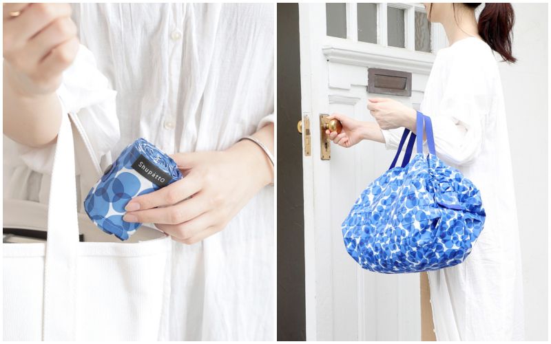 日本 MARNA - Shupatto 秒收摺疊購物袋-五週年限定升級款-森林綠 (M(30x35cm))-耐重5kg / 15L