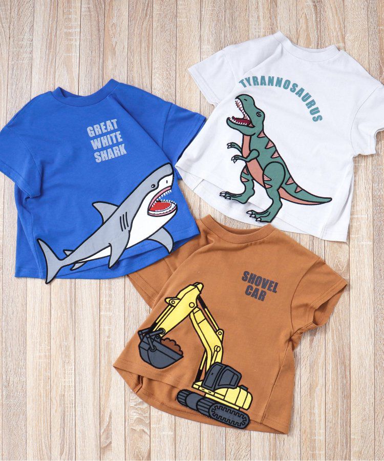 日本 apres les cours - 搶眼造型印花短袖上衣-挖土機-摩卡