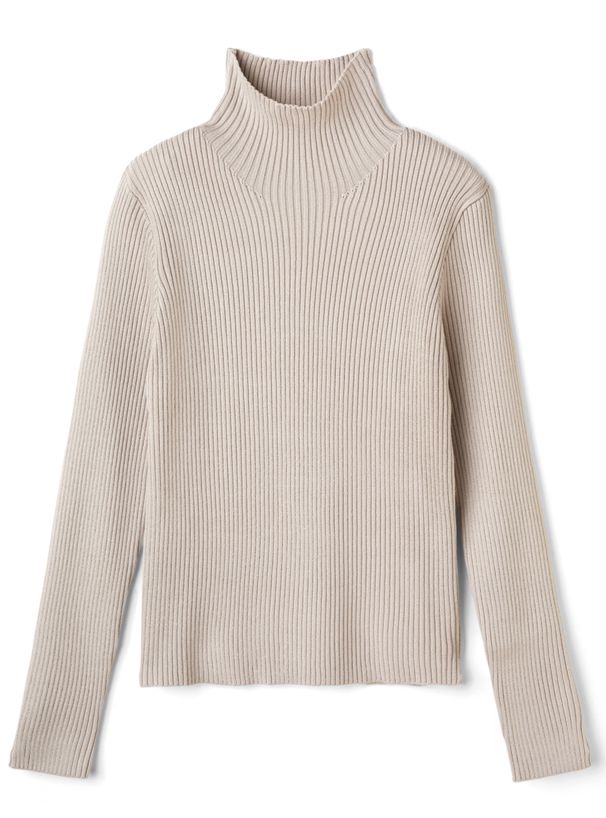 日本 GRL - 立領顯瘦彈性羅紋長袖上衣-皇家藍