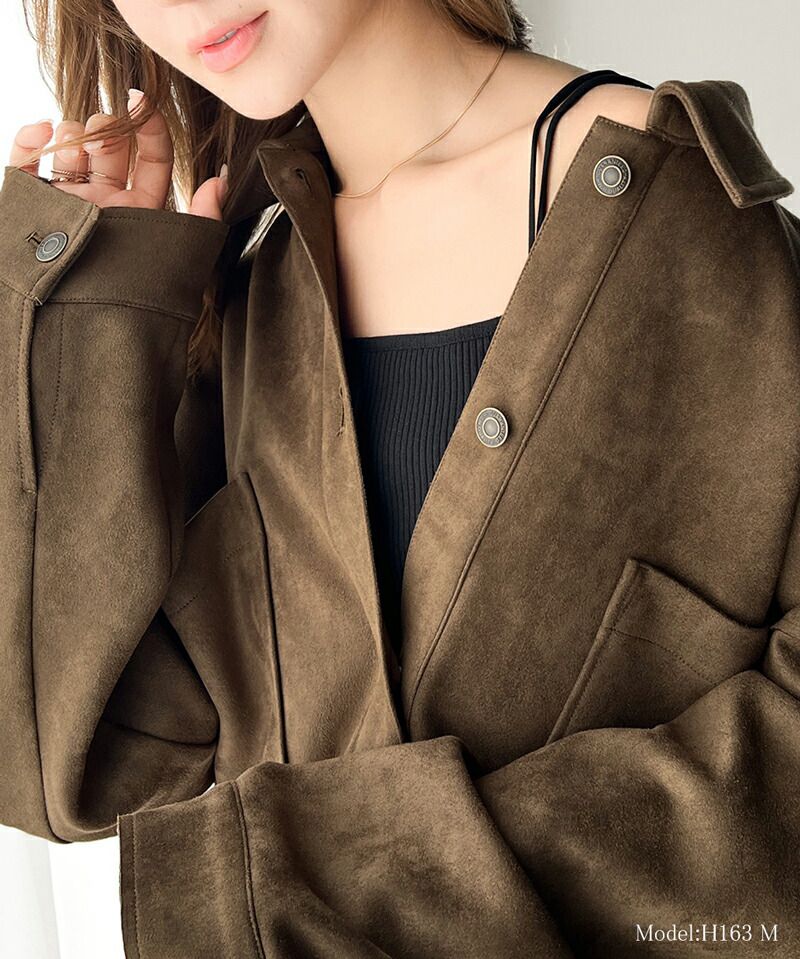 日本 Classical Elf - 時尚麂皮輕量大口袋長袖襯衫-米杏