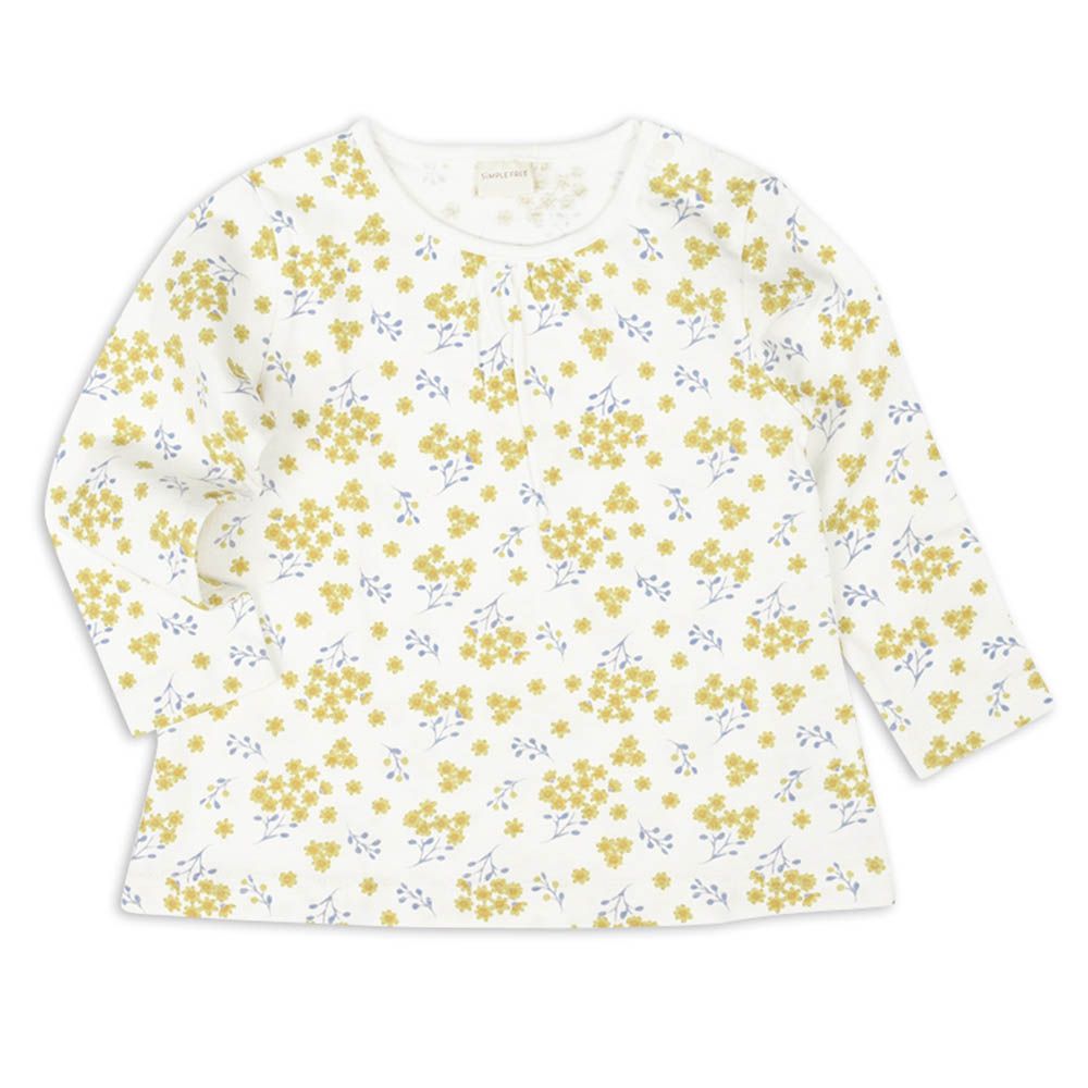 長袖T恤--滿版印花-黃色