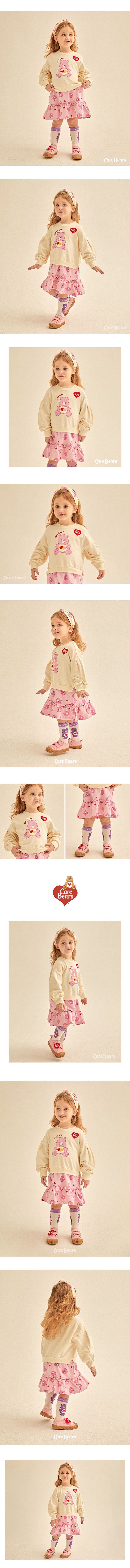 韓國 Care Bears - 聯名款愛心熊熊拼接感洋裝-米白X粉