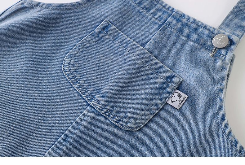 卡通SNOOPY吊帶牛仔連身短裙-小小SNOOPY-藍色