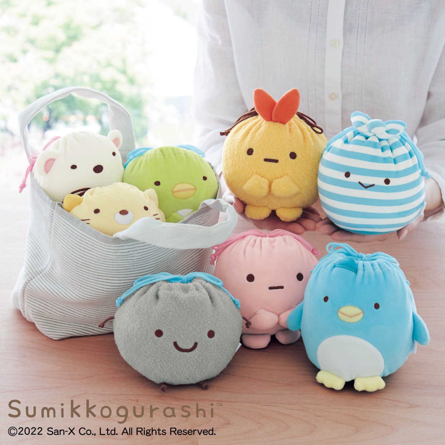 日本千趣會 - 角落生物毛巾布抽繩小物收納包-包袱巾