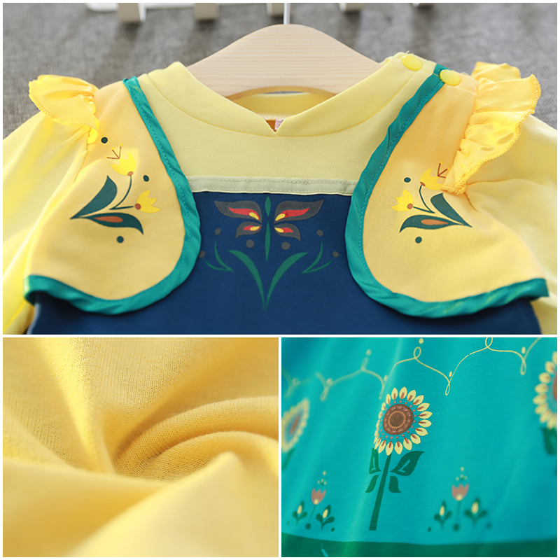 長袖造型公主裙-黃綠色