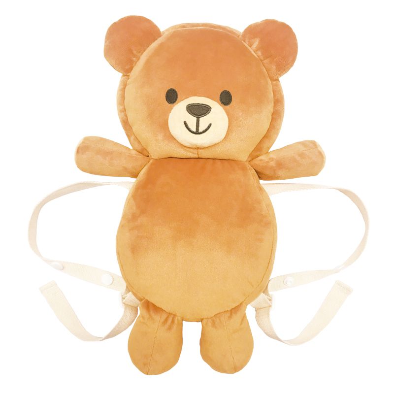 akachan honpo - 嬰兒防護枕背包-小熊-咖啡色 (17×32cm)-適用月齡：5~15個月