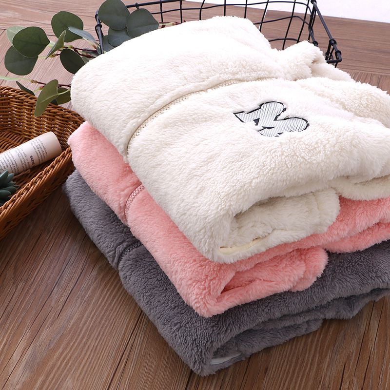 加厚保暖舒絨棉長袖外套-英文字母M-米白色