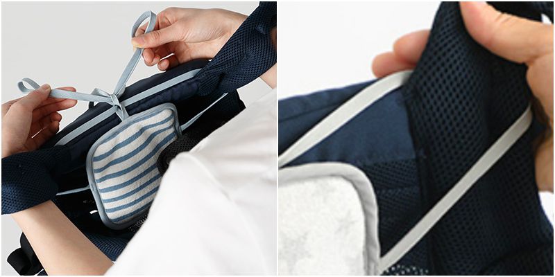 日本涼感雜貨 - 背巾/推車兩用墊(附保溫保冷劑)-灰色星星-兩截釦式 (12x28cm)