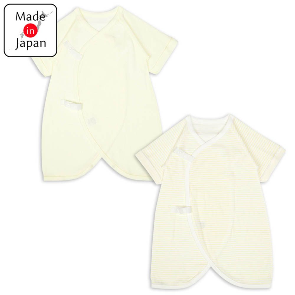 7分袖蝴蝶裝2件組-簡約-奶油色 (50~60cm)-日本製