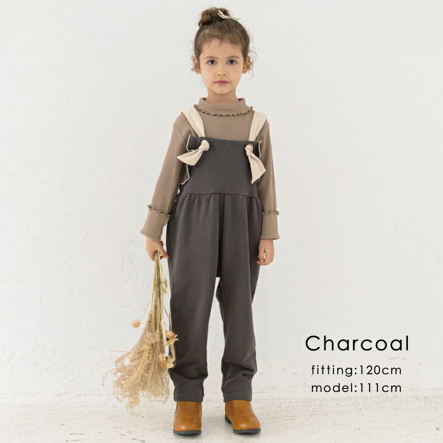 日本 evercloset - 扭結捲捲邊吊帶褲-摩卡