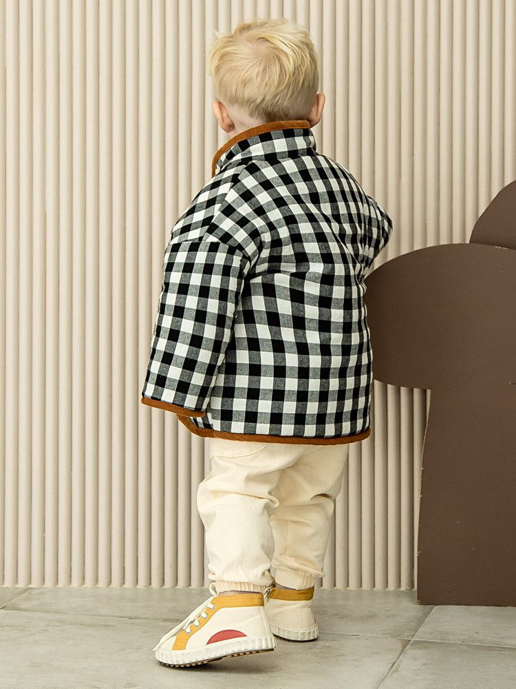 韓國Pimpollo - 恐龍刺鏽雙面實穿保暖外套-焦糖色