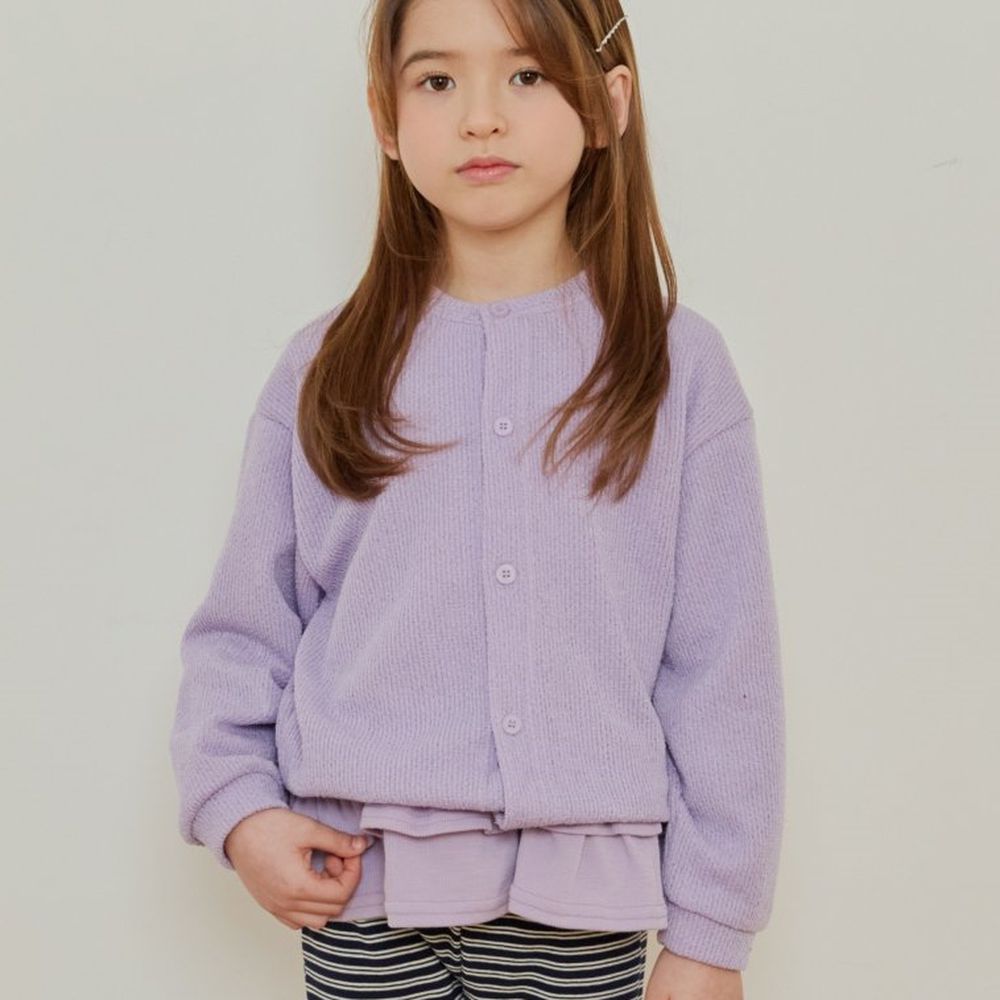 ERINJ 質感細緻羅紋針織排扣外套-紫